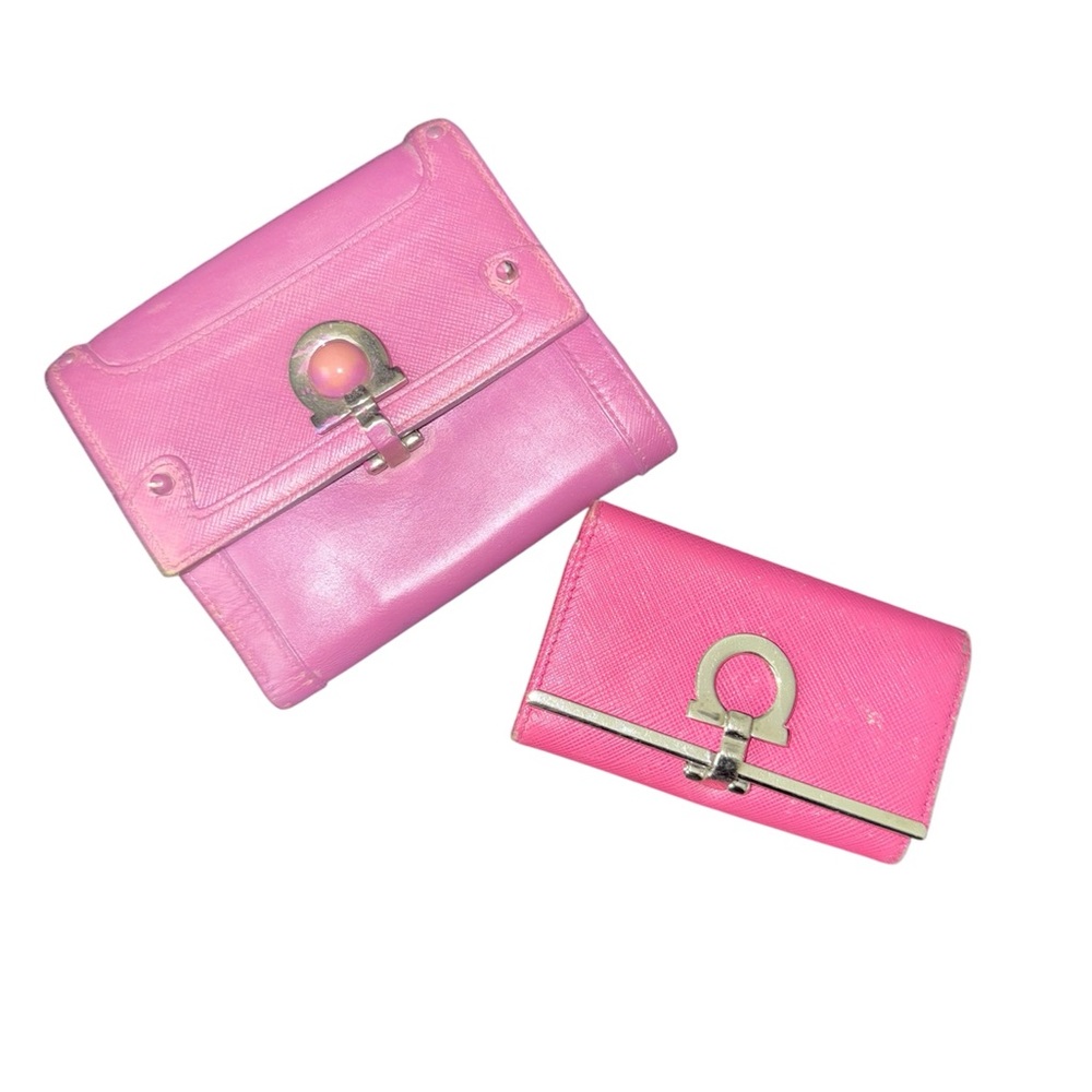 Salvatore Ferragamo Pink Wallet and Card Holder Set